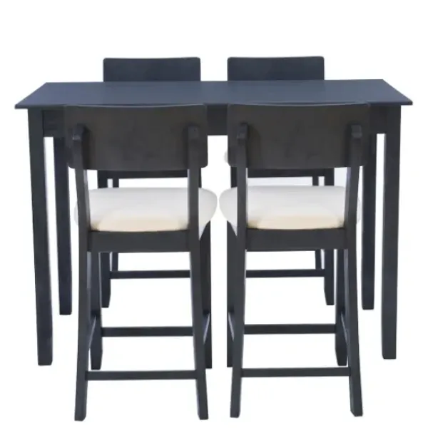 Dining Sets-Kirkland's Home Charcoal Wood Upholstered 5-Pc. Dining Set Gray