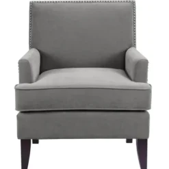 Accent Chairs-Kirkland's Home Charlie Track Arm Club Accent Chair Gray