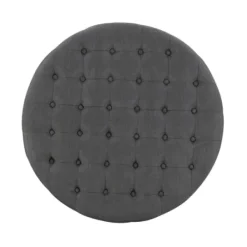 Benches & Ottomans-Kirkland's Home Charlotte Tufted Round Charcoal Ottoman Gray