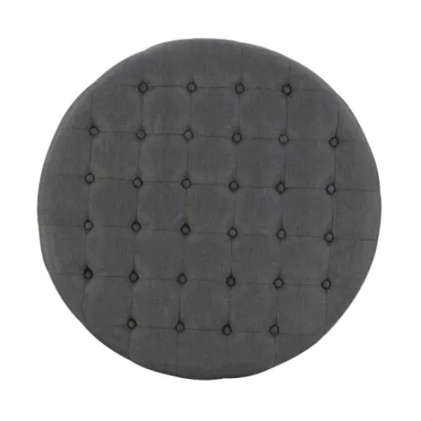 Benches & Ottomans-Kirkland's Home Charlotte Tufted Round Charcoal Ottoman Gray