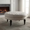 Benches & Ottomans-Kirkland's Home Charlotte Tufted Round Natural Ottoman White