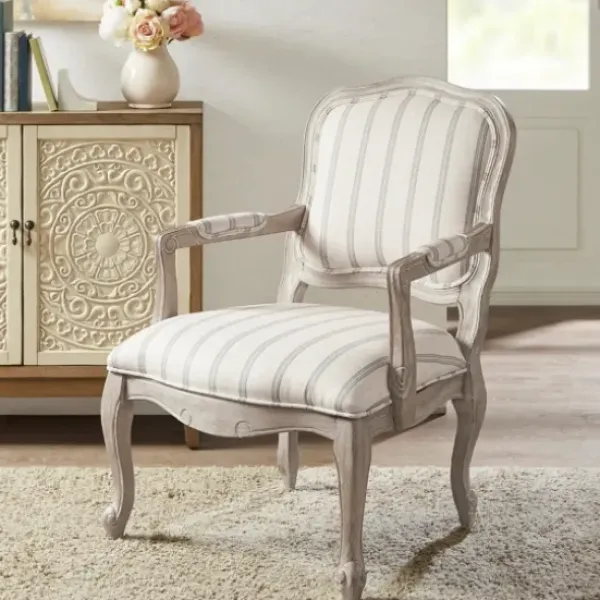 Accent Chairs-Kirkland's Home Chaucer Stripe Accent Chair Tan