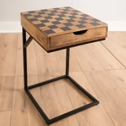 Accent & End Tables-Kirkland's Home Checkerboard C-Table Brown/Black