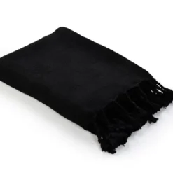 Blankets & Throws-Kirkland's Home Checkered Weave Fringe Throw Black