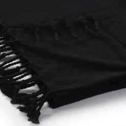 Blankets & Throws-Kirkland's Home Checkered Weave Fringe Throw Black