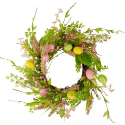 Wreaths-Kirkland's Home Cheerful Colored Eggs Easter Wreath Yellow/Green/Pink