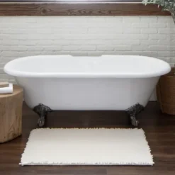 Bathroom Rugs-Kirkland's Home Chenille Chain Stitched Bath Mat, 30 In. Black
