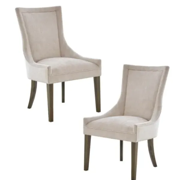 Dining Chairs-Kirkland's Home Chenille Curved Back Dining Chairs, Set Of 2 Ivory