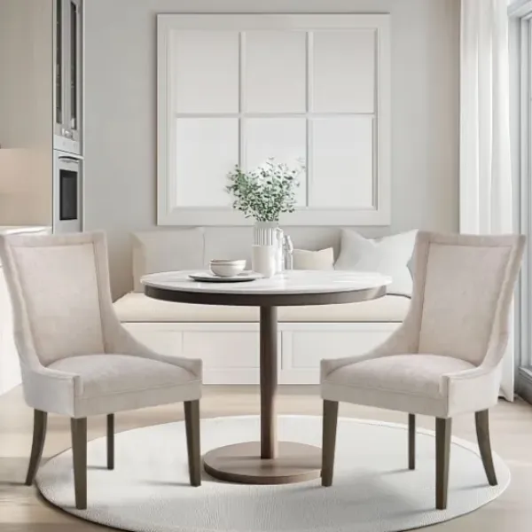 Dining Chairs-Kirkland's Home Chenille Curved Back Dining Chairs, Set Of 2 Ivory