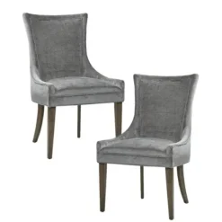 Dining Chairs-Kirkland's Home Chenille Curved Back Dining Chairs, Set Of 2 Gray
