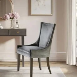 Dining Chairs-Kirkland's Home Chenille Curved Back Dining Chairs, Set Of 2 Gray