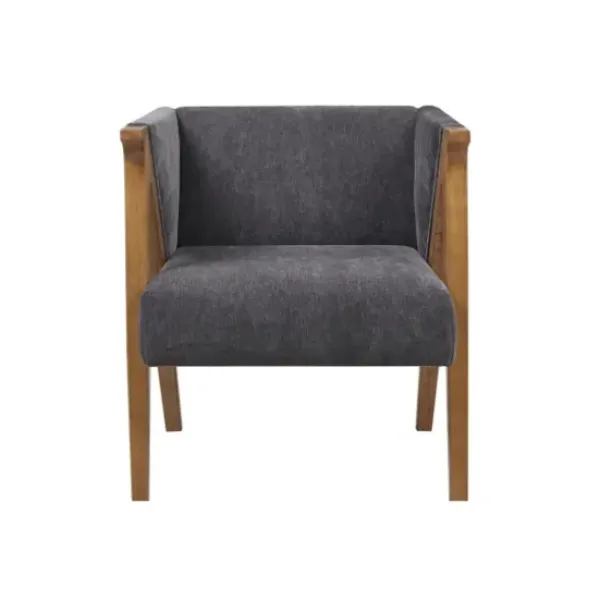 Accent Chairs-Kirkland's Home Chenille Geometric Frame Accent Chair Black
