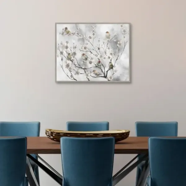 Canvas Art-Kirkland's Home Cherry Blossom Birds Framed Canvas Art Print Green/Red/White