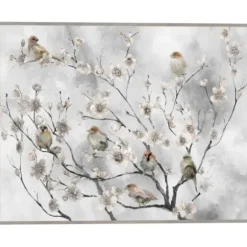 Canvas Art-Kirkland's Home Cherry Blossom Birds Framed Canvas Art Print Green/Red/White