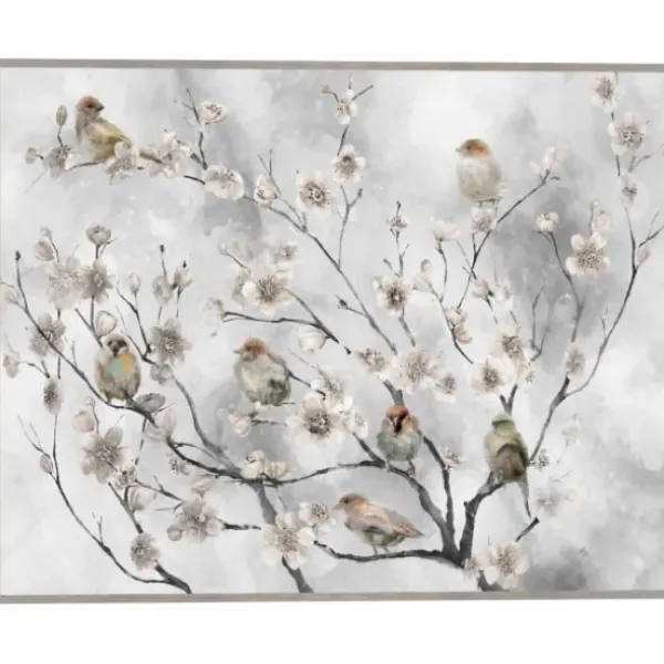 Canvas Art-Kirkland's Home Cherry Blossom Birds Framed Canvas Art Print Green/Red/White