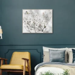 Canvas Art-Kirkland's Home Cherry Blossom Birds Framed Canvas Art Print Green/Red/White