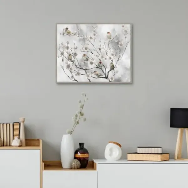 Canvas Art-Kirkland's Home Cherry Blossom Birds Framed Canvas Art Print Green/Red/White