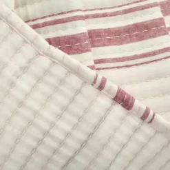 Quilts-Kirkland's Home Cherry Red Pick Stitch Stripe Queen Quilt Red/White