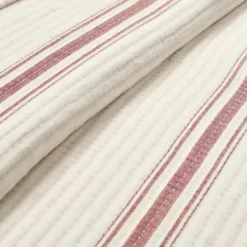 Quilts-Kirkland's Home Cherry Red Pick Stitch Stripe Queen Quilt Red/White