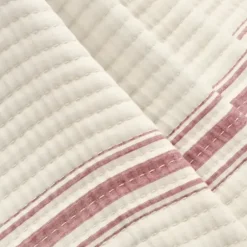 Blankets & Throws-Kirkland's Home Cherry Red Pick Stitch Stripe Decorative Throw Red/White