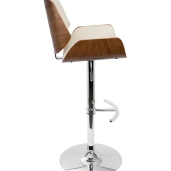Bar Stools & Counter Height Stools-Kirkland's Home Cherry Wood And Cream Leather Vintage Barstool White