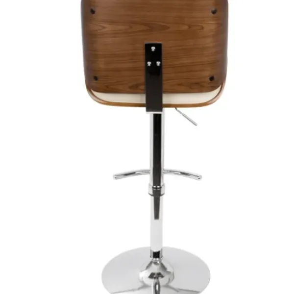 Bar Stools & Counter Height Stools-Kirkland's Home Cherry Wood And Cream Leather Vintage Barstool White