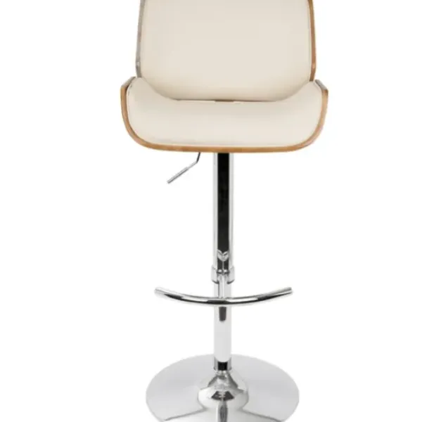 Bar Stools & Counter Height Stools-Kirkland's Home Cherry Wood And Cream Leather Vintage Barstool White