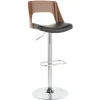 Bar Stools & Counter Height Stools-Kirkland's Home Cherry Wood And Leather Swivel Bar Stool Black