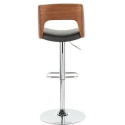 Bar Stools & Counter Height Stools-Kirkland's Home Cherry Wood And Leather Swivel Bar Stool Black