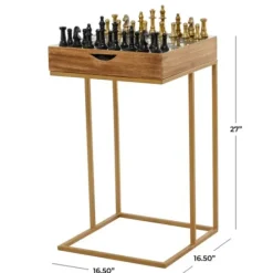 Accent & End Tables-Kirkland's Home Chess Top Wood C-Frame Accent Table Brown