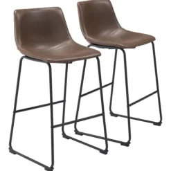 Bar Stools & Counter Height Stools-Kirkland's Home Chestnut Faux Leather Sloped Bar Stools, Set Of 2 Brown