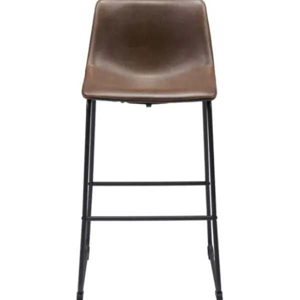 Bar Stools & Counter Height Stools-Kirkland's Home Chestnut Faux Leather Sloped Bar Stools, Set Of 2 Brown