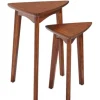 Accent & End Tables-Kirkland's Home Chestnut Wood Triangular Accent Tables, Set Of 2 Brown