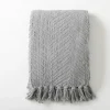 Blankets & Throws-Kirkland's Home Chevron Chenille Knit Throw Gray