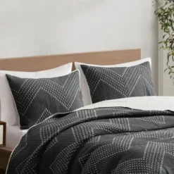 Bedspreads & Coverlets-Kirkland's Home Chevron Full/Queen 3-Pc. Coverlet Set Black