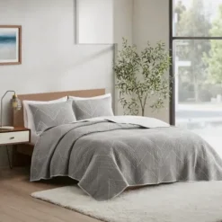 Bedspreads & Coverlets-Kirkland's Home Chevron Full/Queen 3-Pc. Coverlet Set Gray