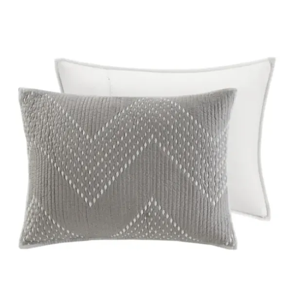 Bedspreads & Coverlets-Kirkland's Home Chevron Full/Queen 3-Pc. Coverlet Set Gray