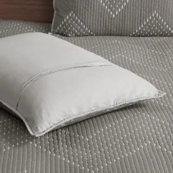 Bedspreads & Coverlets-Kirkland's Home Chevron Full/Queen 3-Pc. Coverlet Set Gray