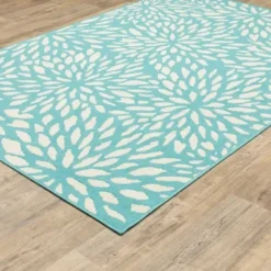 Outdoor Rugs-Kirkland's Home Chevron Indoor/Outdoor Area Rug, 5X8 Blue