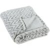 Blankets & Throws-Kirkland's Home Chevron Plush Throw Gray