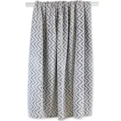 Blankets & Throws-Kirkland's Home Chevron Plush Throw Gray