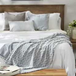 Blankets & Throws-Kirkland's Home Chevron Plush Throw Blue