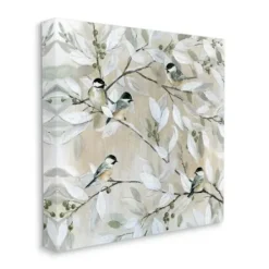 Canvas Art-Kirkland's Home Chickadee Birds On Branch Canvas Art Print, 24X24 Tan/White/Gray