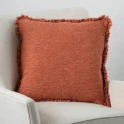 Pillows-Kirkland's Home Chili Kaia Textured Fringe Pillow Orange
