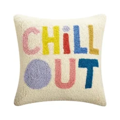 Pillows-Kirkland's Home Chill Out Latch Hooked Wool Pillow Ivory/Multi