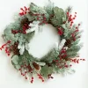 Wreaths-Kirkland's Home Chilled Eucalyptus And Pineberry Wreath Green/Red/White