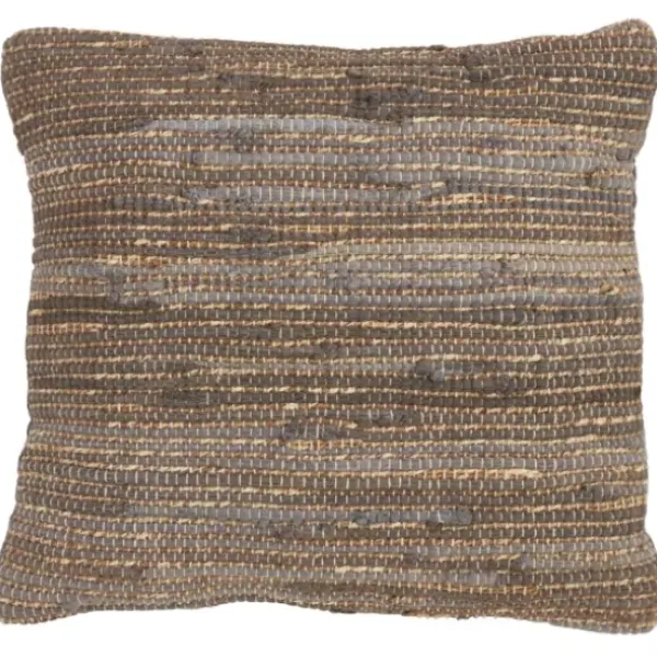 Pillows-Kirkland's Home Chindi Woven Jute Throw Pillow Brown