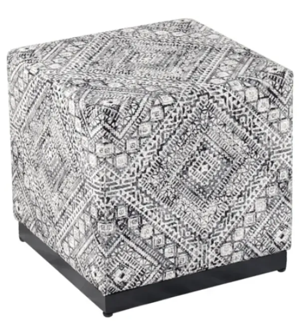 Benches & Ottomans-Kirkland's Home Chinle Velvet Cube Ottoman Black/White