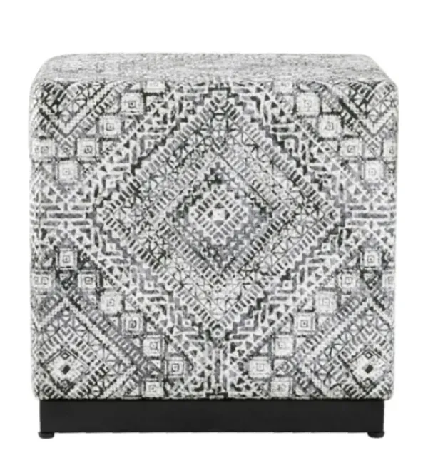 Benches & Ottomans-Kirkland's Home Chinle Velvet Cube Ottoman Black/White