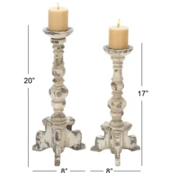 Candle Holders-Kirkland's Home Chipped Wood Pillar Candle Holders, Set Of 2 White